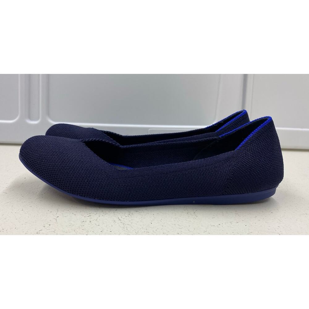 Women Rothy's navy knit rounded toe slip-on casual ballet flats shoes, 6 - Picture 2 of 7